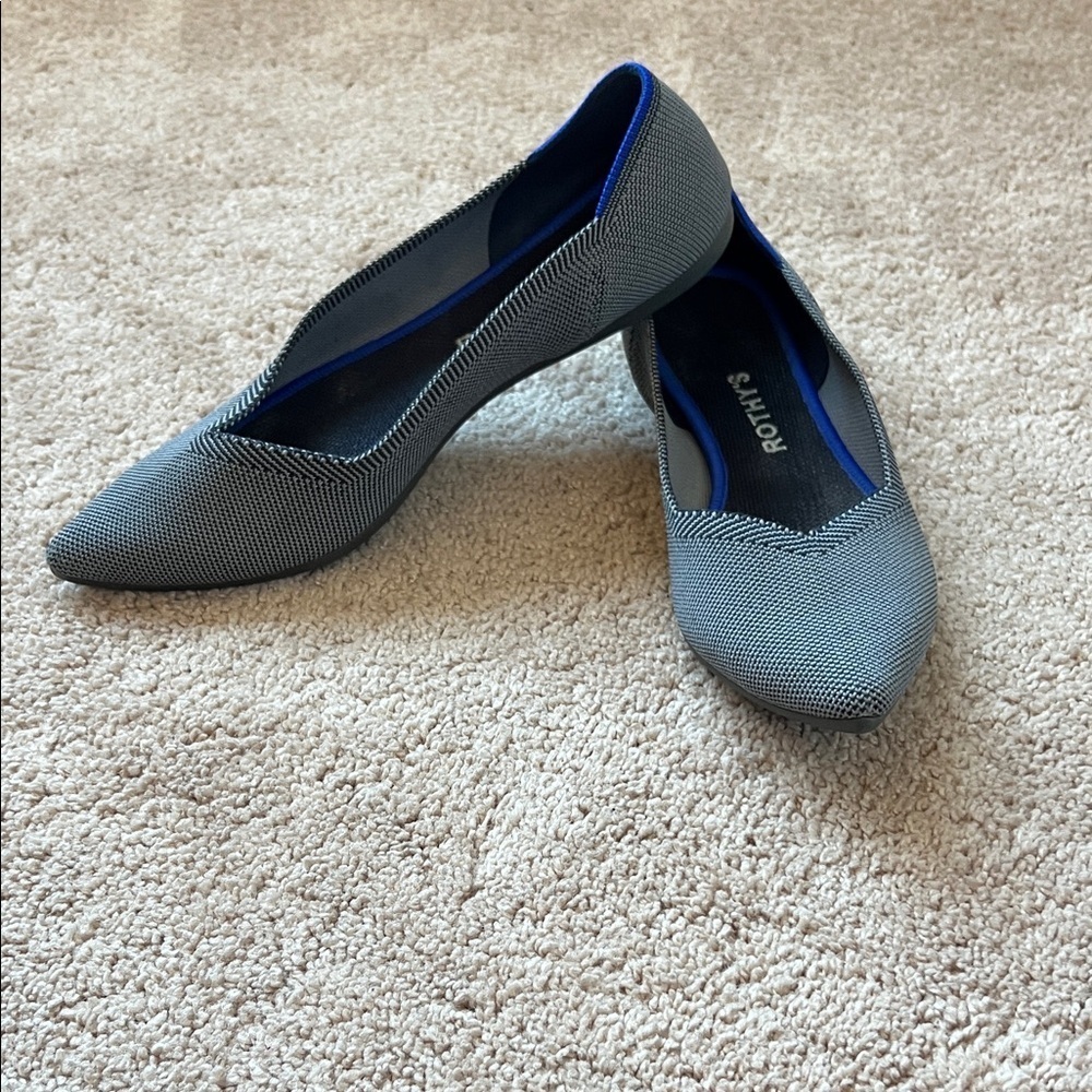 Rothy's “The Point” flat show in Cloud Grey Birdseye